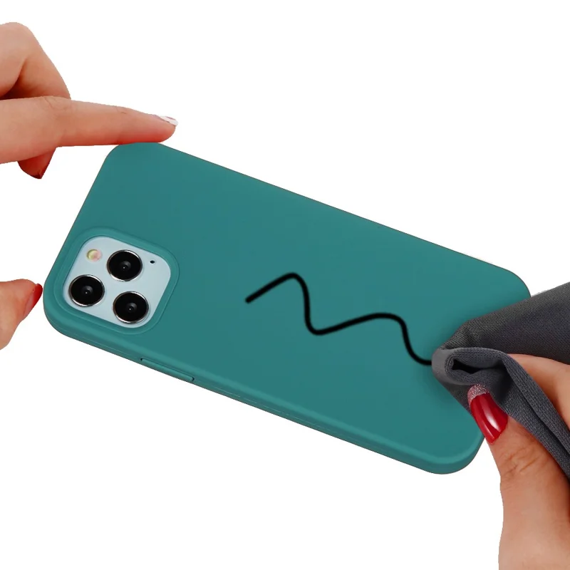 For iPhone 12 Pro/12 Soft Liquid Silicone Back Protective Cover Anti-scratch Anti-fingerprint Phone Case - Blackish Green