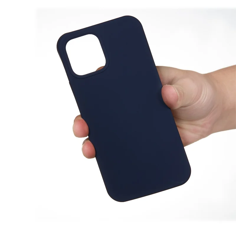 For iPhone 12 Pro/12 Soft Liquid Silicone Back Protective Cover Anti-scratch Anti-fingerprint Phone Case - Navy Blue