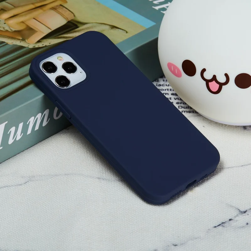 For iPhone 12 Pro/12 Soft Liquid Silicone Back Protective Cover Anti-scratch Anti-fingerprint Phone Case - Navy Blue