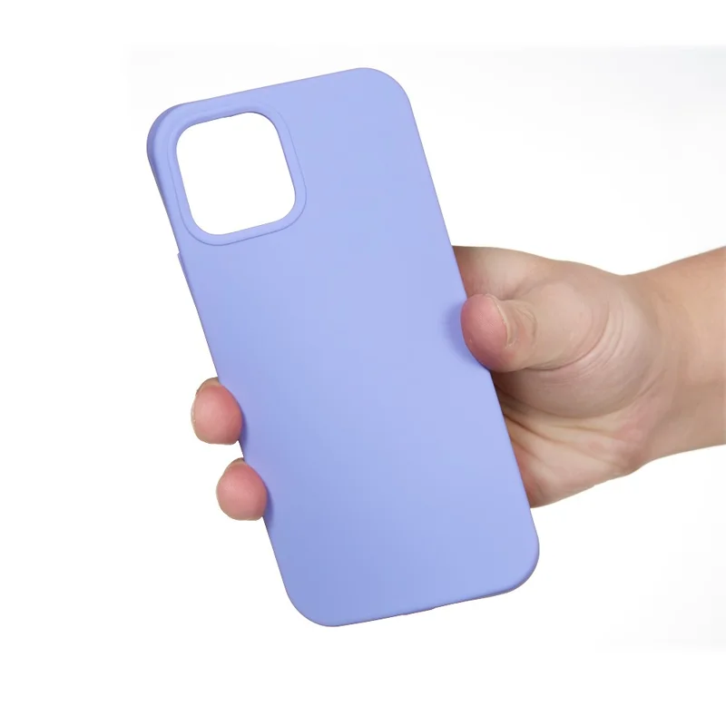 For iPhone 12 Pro/12 Soft Liquid Silicone Back Protective Cover Anti-scratch Anti-fingerprint Phone Case - Light Purple