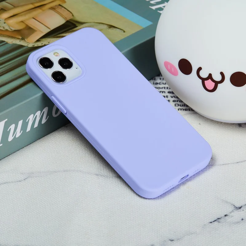 For iPhone 12 Pro/12 Soft Liquid Silicone Back Protective Cover Anti-scratch Anti-fingerprint Phone Case - Light Purple