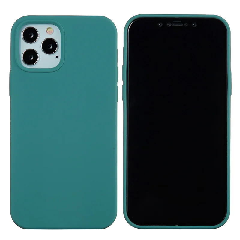 For iPhone 12 Pro Max 6.7 inch Liquid Silicone Soft Cell Phone Cover Smartphone Case - Blackish Green