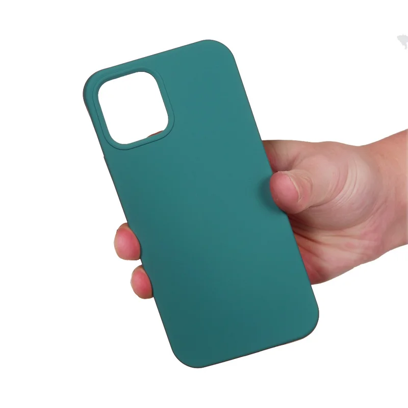 For iPhone 12 Pro Max 6.7 inch Liquid Silicone Soft Cell Phone Cover Smartphone Case - Blackish Green