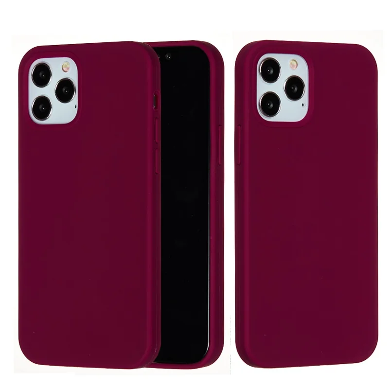For iPhone 12 Pro Max 6.7 inch Liquid Silicone Soft Cell Phone Cover Smartphone Case - Dark Purple