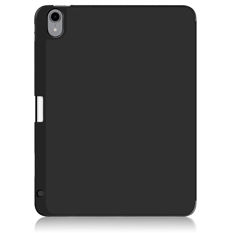 Aviso Automático/sono Litch Skin Skin PU Caso Tri-fold Stand Com Porta-lápis Para Ipad Air (2020)/Air (2022) - Preto