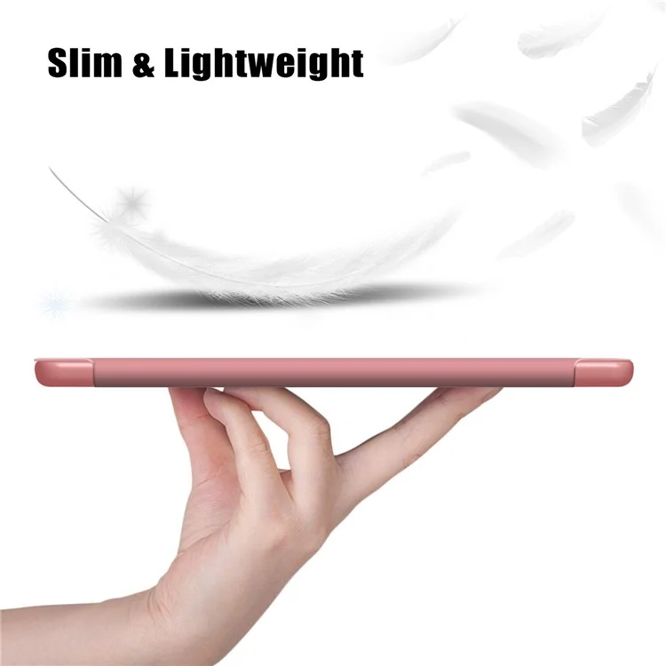 Aviso Automático/sono Litch Skin Skin PU Caso Tri-fold Stand Com Porta-lápis Para Ipad Air (2020)/Air (2022) - Rosa