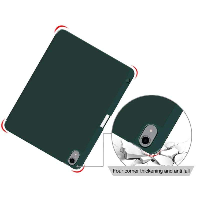 Capa Tripla em Pele Sintética PU com Suporte e Suporte para Lápis, com Função de Ativação/Desativação Automática para iPad Air 11 (2025) / (2024) / Air (2020) / Air (2022) - Verde