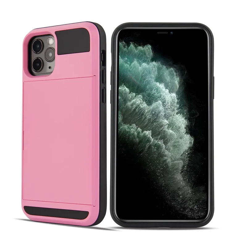 PC + TPU med kortlomme til iPhone 12 Pro/12 - Pink