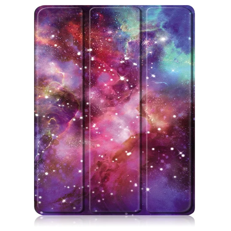 Pattern Printing PU Leather Tri-fold with Pen Slot Tablet Cover for Apple iPad Air (2020)/Air (2022) - Galaxy Pattern