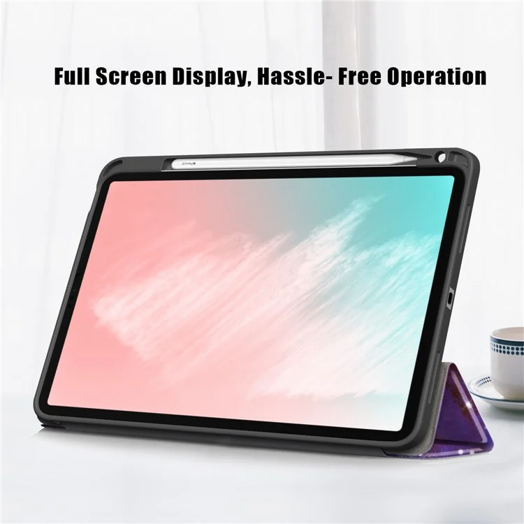 Pattern Printing PU Leather Tri-fold with Pen Slot Tablet Cover for Apple iPad Air (2020)/Air (2022) - Galaxy Pattern