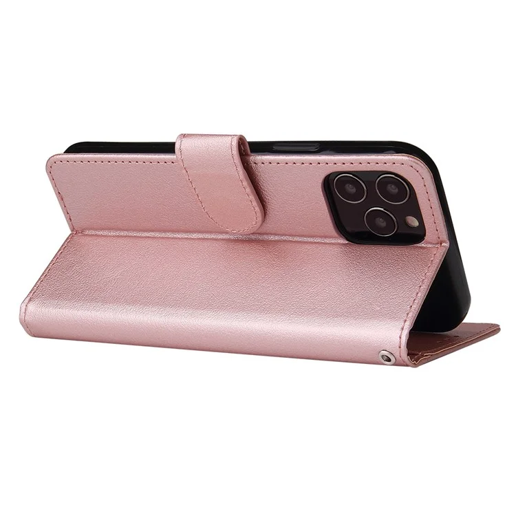 PU Cuero Con Carcasa de la Billetera Para el Iphone 12 Mini - Oro Rosa