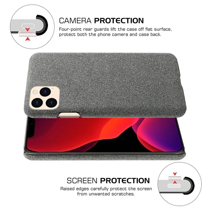 Cloth Texture Hard PC Case for iPhone 12 - Dark Grey