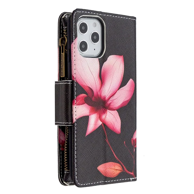 BF03 Pattern Printing Zipper Wallet Leather Cover for iPhone 12 Pro Max 6.7 inch - Vivid Flower