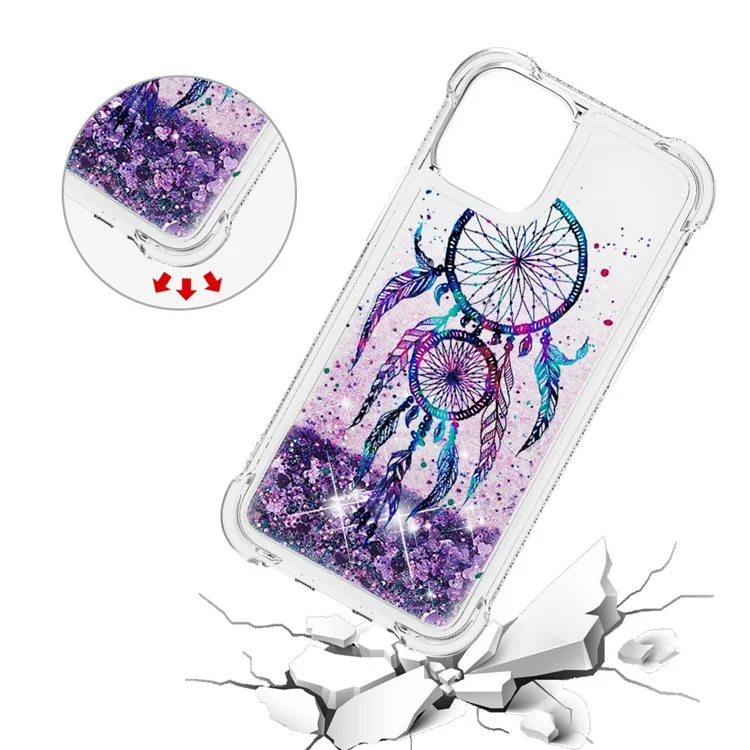 Pattern Printing Glitter Powder Sequins TPU Case for iPhone 12 Pro/12 - Dream Catcher