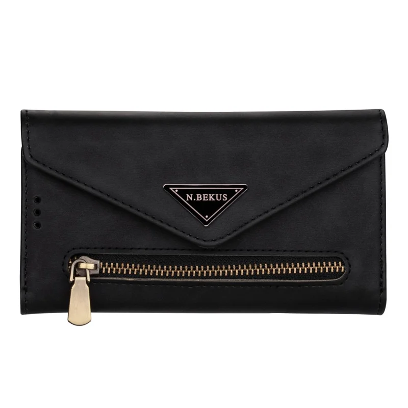 Short/Long Strap Leather Shell Zipper Cover for iPhone 12 Pro Max 6.7 inch - Black