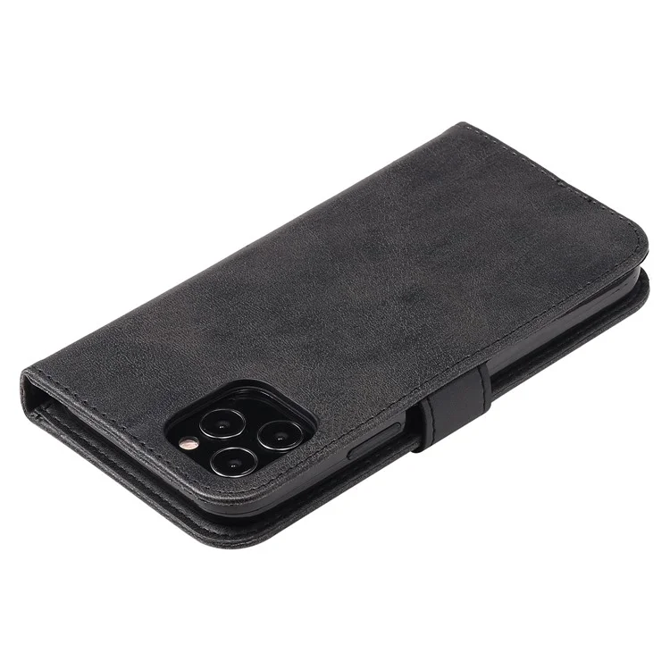 Zipper Pocket Leather Protector Wallet Stand Cover for iPhone 12 Pro/12 - Black