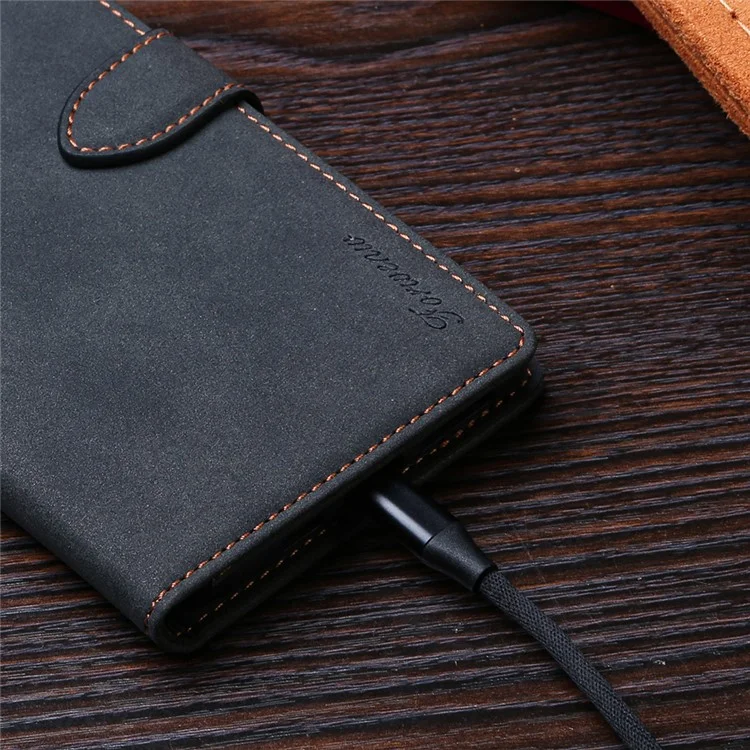 FORWENW F1 -serie Leder Brieftaschenstand Cover Für Das Iphone 7 / 8 / SE (2020)/SE (2022) - Schwarz