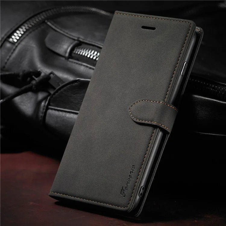 FORWENW F1 -serie Leder Brieftaschenstand Cover Für Das Iphone 7 / 8 / SE (2020)/SE (2022) - Schwarz