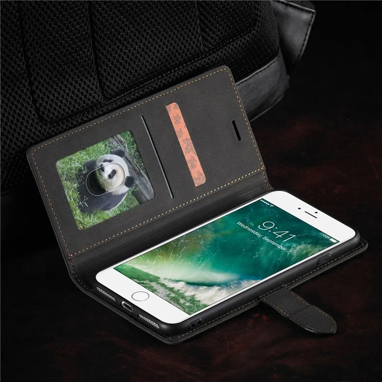 FORWENW F1 -serie Leder Brieftaschenstand Cover Für Das Iphone 7 / 8 / SE (2020)/SE (2022) - Schwarz