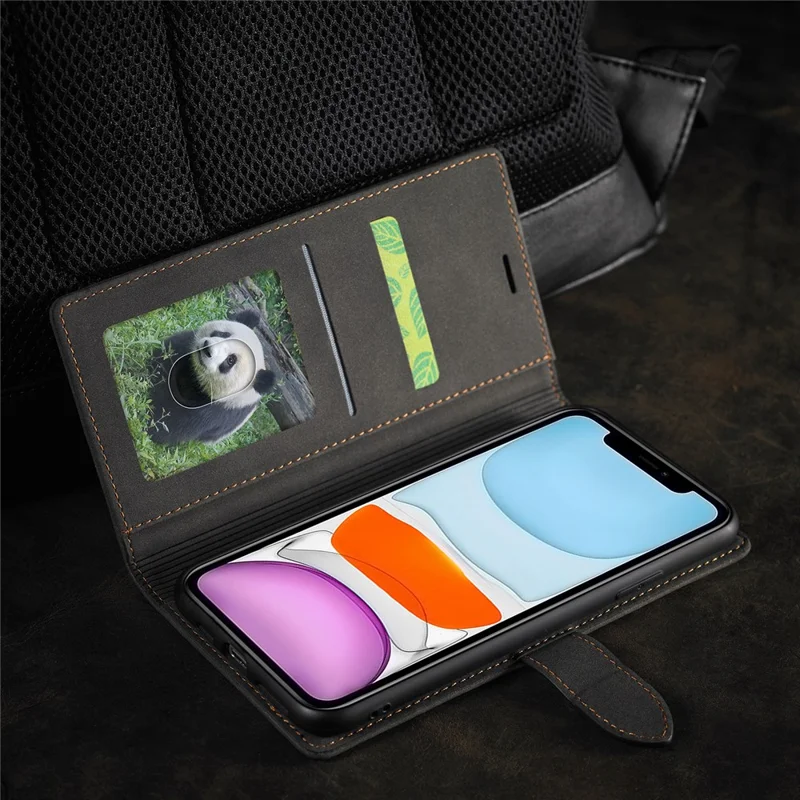 FORWENW F1 Series Leather Wallet Stand Cover Case for iPhone 11 Pro 5.8-inch - Black