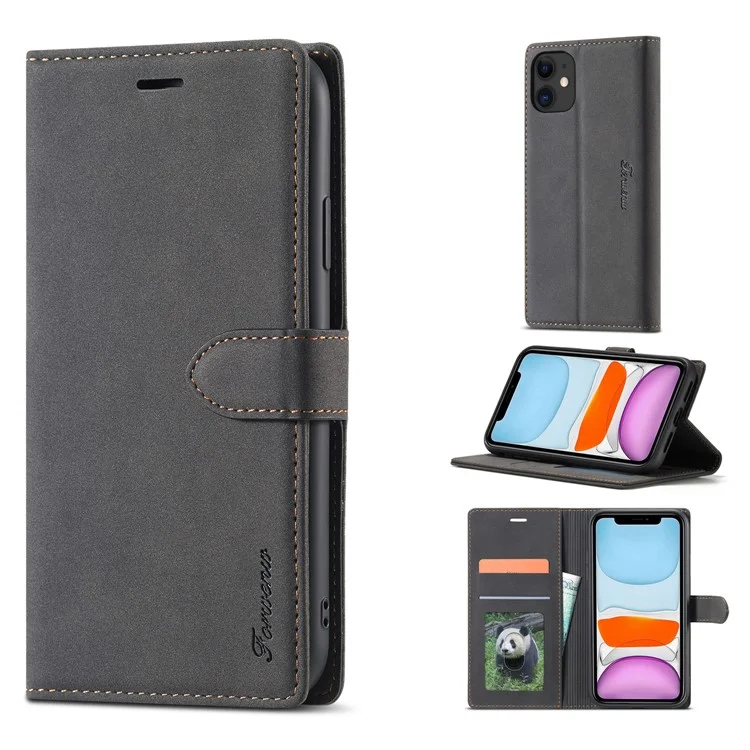 Forwenw F1 Série de Portefeuille de Portefeuille en Cuir Pour Iphone 11 6,1 Pouces - le Noir