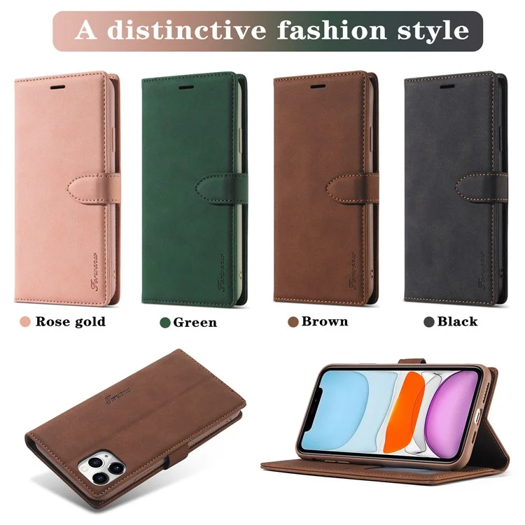 Forwenw F1 Series Case Для Iphone 12/12 Pro Leather Cover Cover Cover - Черный