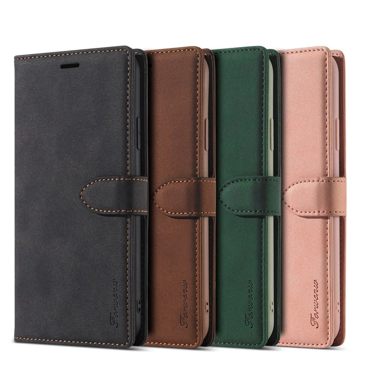 Forwenw F1 Series Case Для Iphone 12/12 Pro Leather Cover Cover Cover - Черный