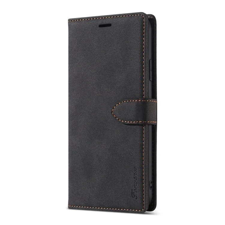 FORWENW F1 -serie Leder Brieftaschenstand Cover Hülle Für Iphone 12 Pro Max - Schwarz