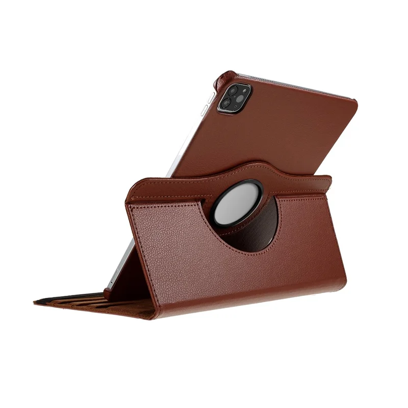 Rotating Stand Leather Case for iPad Air 11 (2026) / (2025) / (2024) / Air (2020) / (2022) with Unique Circle Hollow Design - Brown