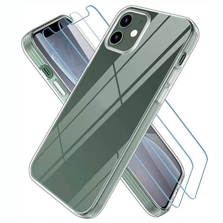TPU Phone Case for iPhone 12/12 Pro Cover with Tempered Glass Screen Protector
