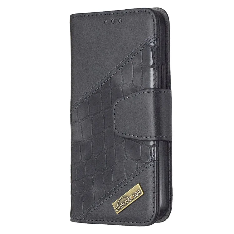 Case de Cuero de Stand de Billetera de Textura de Cocodrilo BF04 Para Iphone 12 Mini 5.4 Pulgadas - Negro