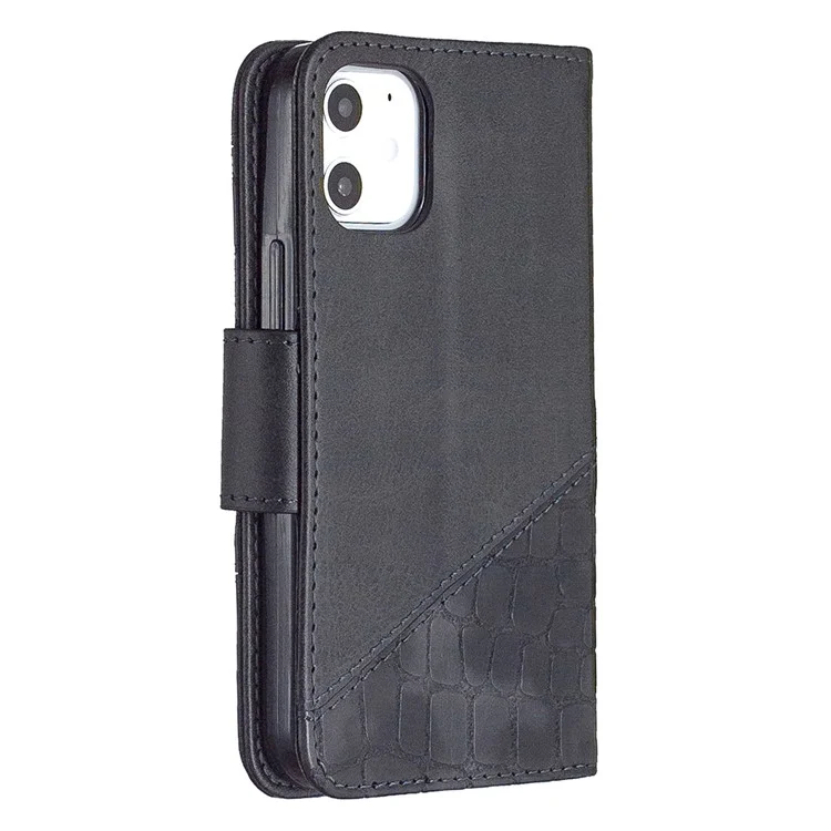 Case de Cuero de Stand de Billetera de Textura de Cocodrilo BF04 Para Iphone 12 Mini 5.4 Pulgadas - Negro
