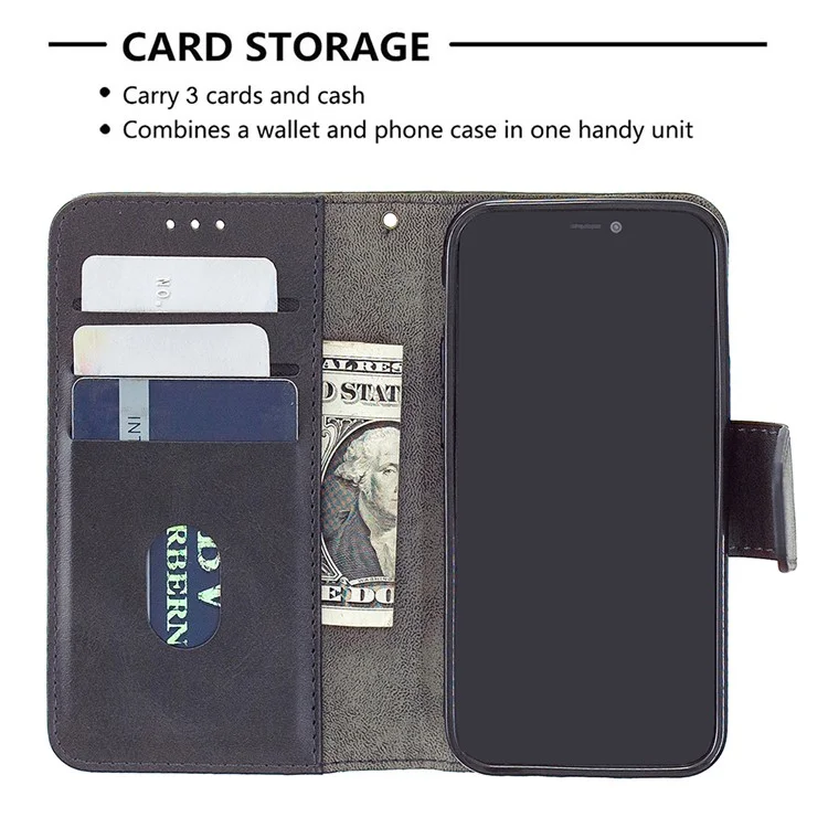 Case de Cuero de Stand de Billetera de Textura de Cocodrilo BF04 Para Iphone 12 Mini 5.4 Pulgadas - Negro
