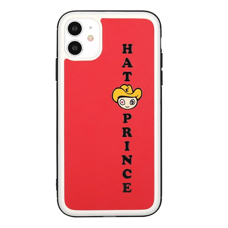 Hat Prince Enkay Cartoon Series PU Revestido de Couro+tpu Hybrid Anti-drop Case Para Iphone 11 6,1 Polegadas - Vermelho