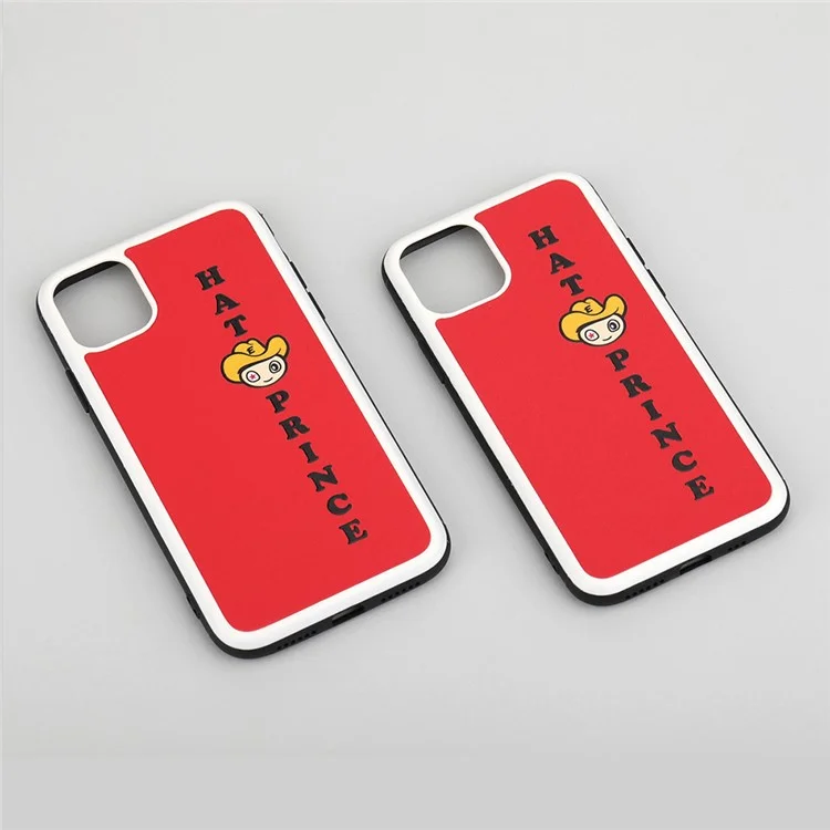 Hat Prince Enkay Series de Dibujos Animados PU Cubo de Cuero Pu+tpu Hybrid Anti-drop Case Para Iphone 11 6.1 Pulgadas - Rojo