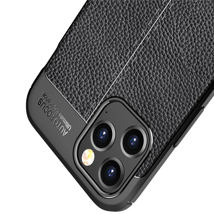 Étui de protection en TPU à texture de litchi pour iPhone 12 Pro/12 - Noir