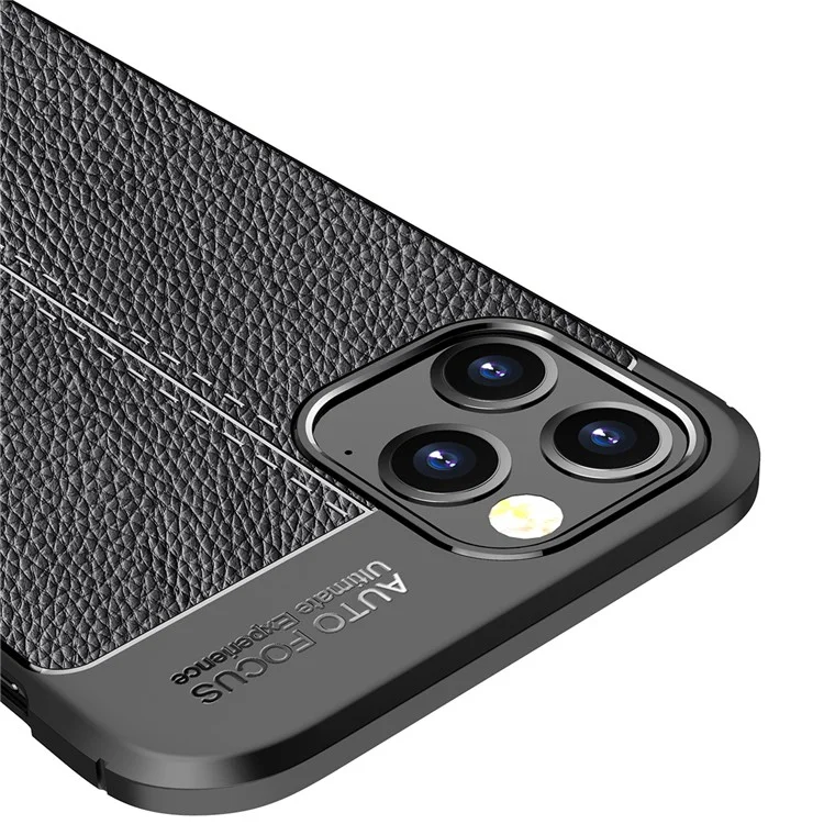 Étui de protection en TPU à texture de litchi pour iPhone 12 Pro/12 - Noir