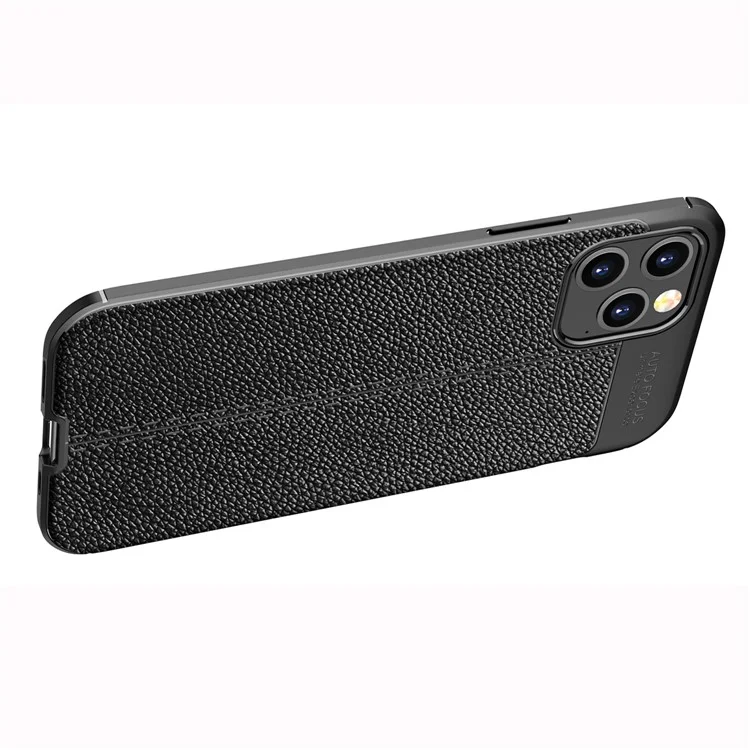 Litchi Texture TPU Protective Cover Phone Case for iPhone 12 Pro/12 - Black