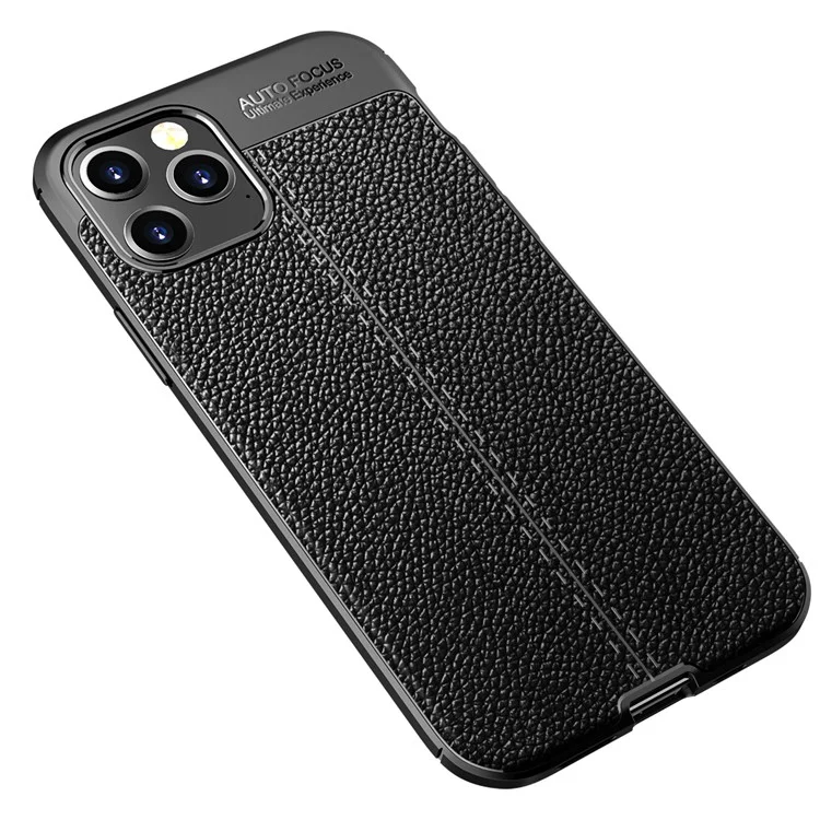 Étui de protection en TPU à texture de litchi pour iPhone 12 Pro/12 - Noir