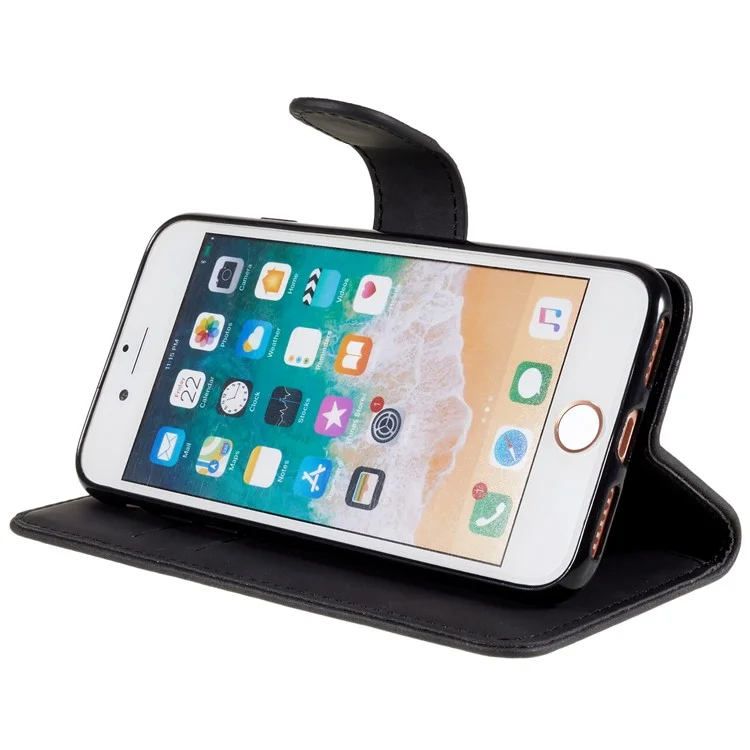 Leder -brieftaschenstand Telefonhülle Für Iphone 7/8/SE (2020)/SE (2022) - Schwarz