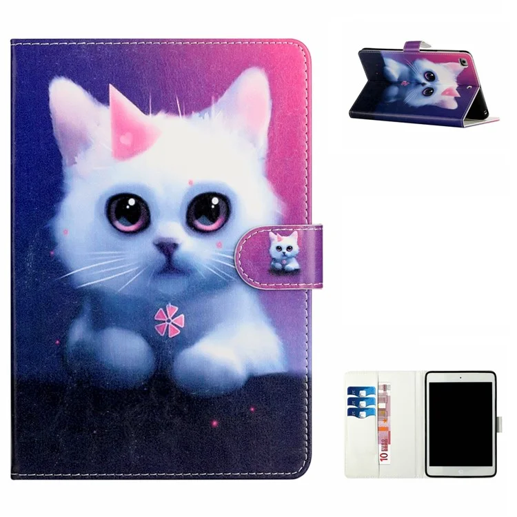 Pattern Printing Wallet Stand Leather Tablet Cover for iPad Mini/Mini2/Mini 3/Mini 4/Mini (2019) 7.9 inch - Cat