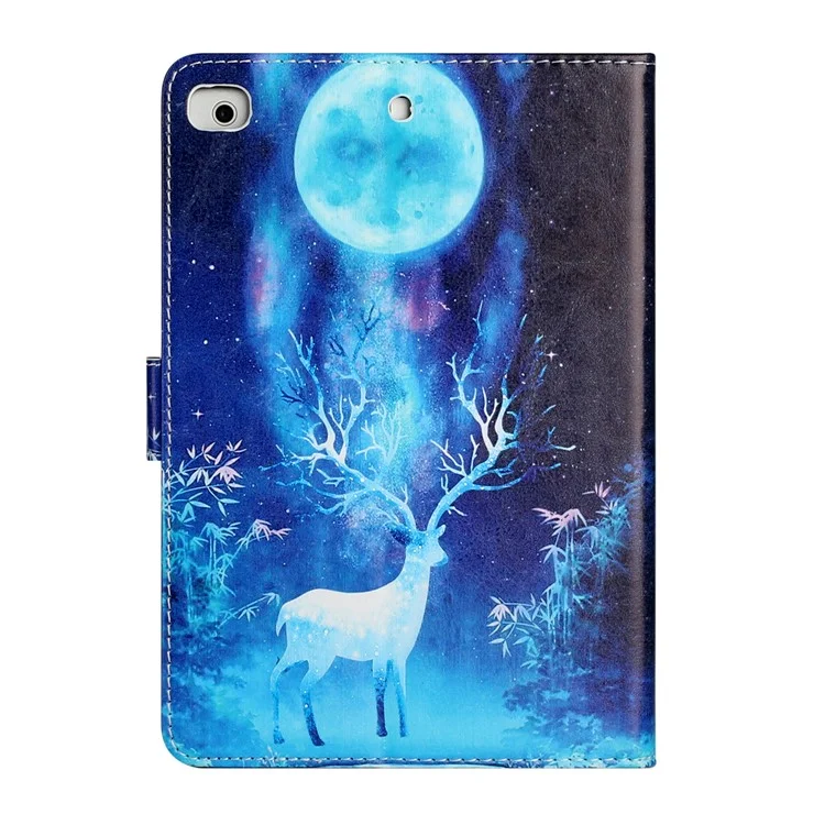 Pattern Printing Wallet Stand Leather Tablet Cover for iPad Mini/Mini2/Mini 3/Mini 4/Mini (2019) 7.9 inch - Elk and Moon