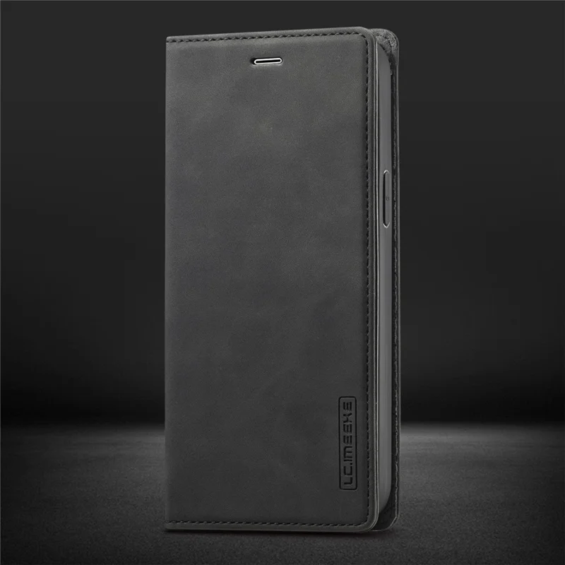 LC.IMEEKE Strong Magnetic Leather Phone Case for iPhone 12 / 12 Pro - Black