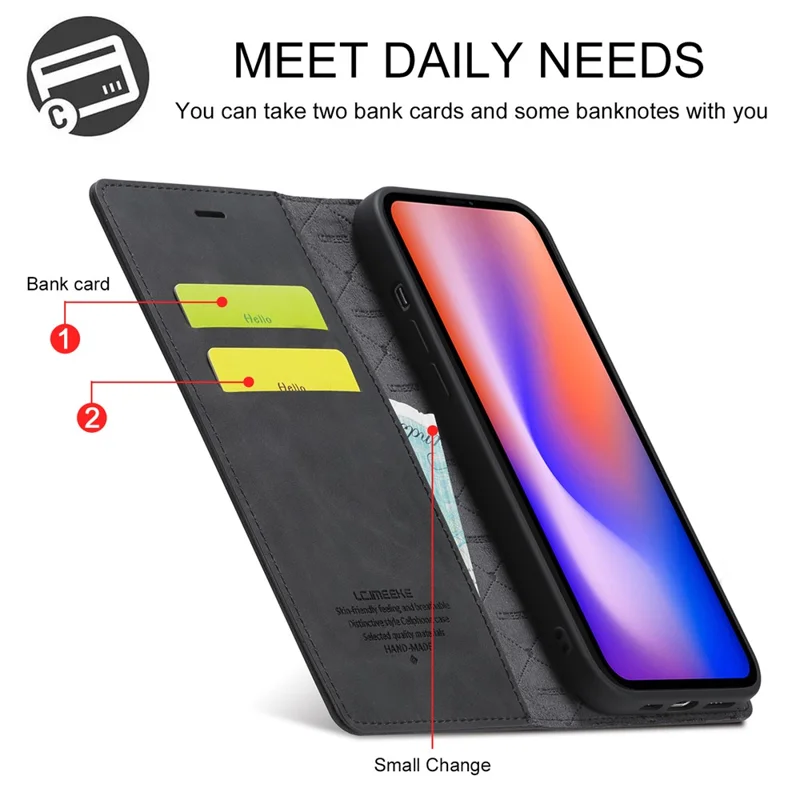 LC.IMEEKE Strong Magnetic Leather Phone Case for iPhone 12 / 12 Pro - Black