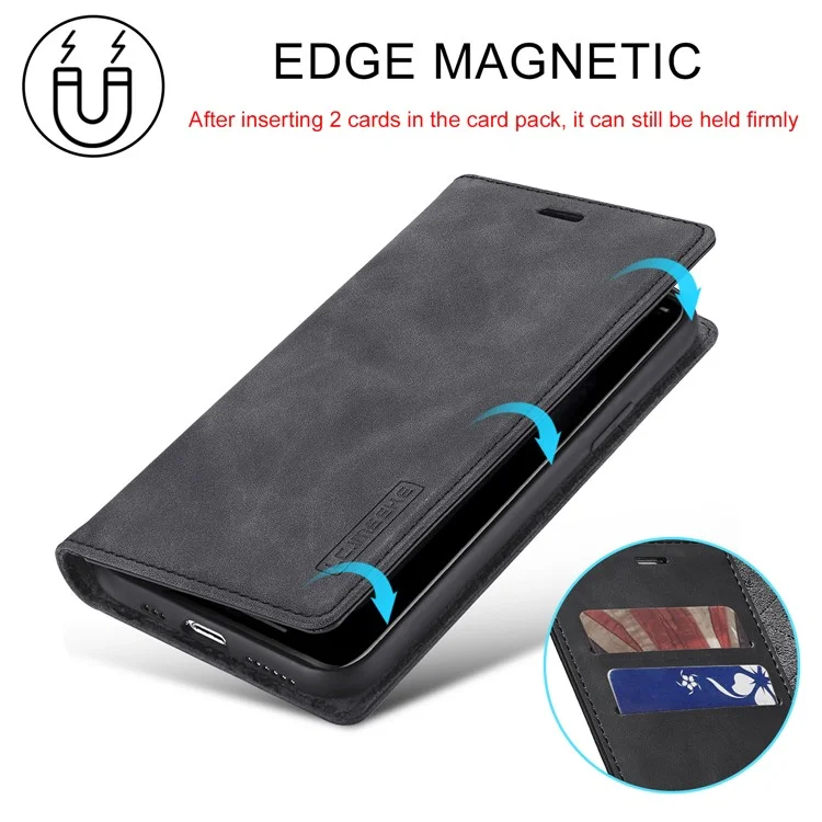 Lc. Imeeke Strot Magnet PU Capelo Capelo Case Para Iphone 11 - Preto