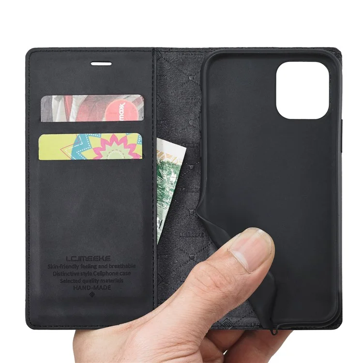 LC.IMEEKE Robuste magnetische PU-Lederabdeckung Handyhülle für iPhone 11 - Schwarz