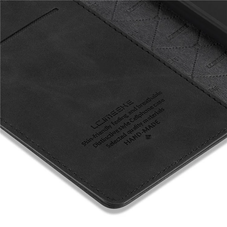LC.IMEEKE Auto-absorbed Wallet Stand Leather Mobile Cover for iPhone 12 Pro Max - Preto