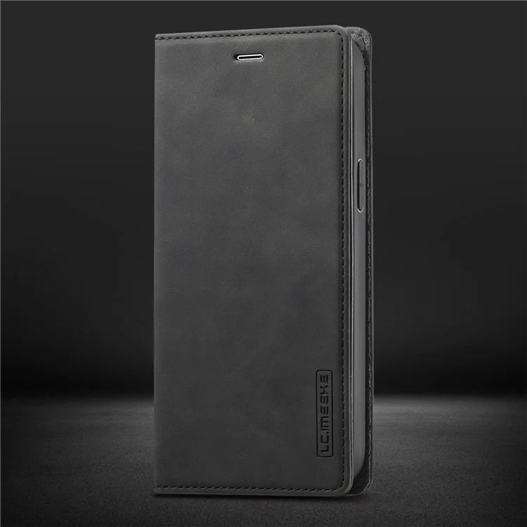 LC.IMEEKE Auto-absorbed Wallet Stand Leather Mobile Cover for iPhone 12 Pro Max - Preto