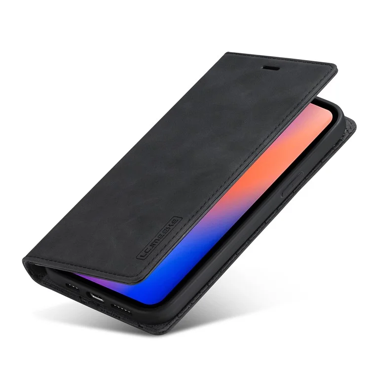 LC.IMEEKE Auto-absorbed Wallet Stand Leather Mobile Cover for iPhone 12 Pro Max - Preto