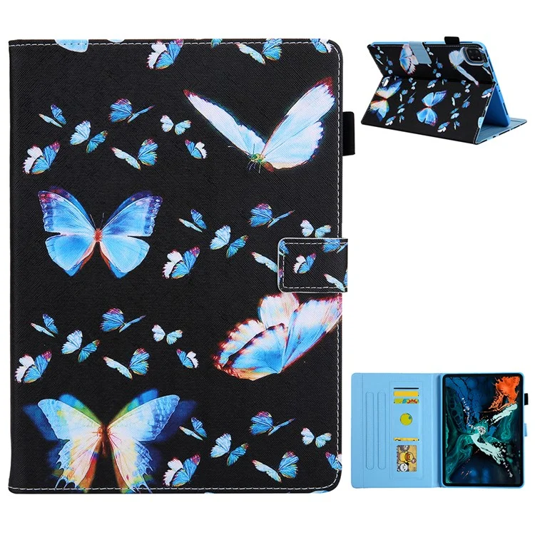 Pattern Printing Leather Stand Smart Case for iPad Pro 11-inch (2020) / (2022) / (2021) / iPad Air (2020) / Air (2022) Tablet Shell - Blue Butterfly